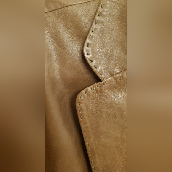 SZ L RICH WHISKEY BROWN GENUINE LEATHER BLAZER JACKET - Picture 9 of 10